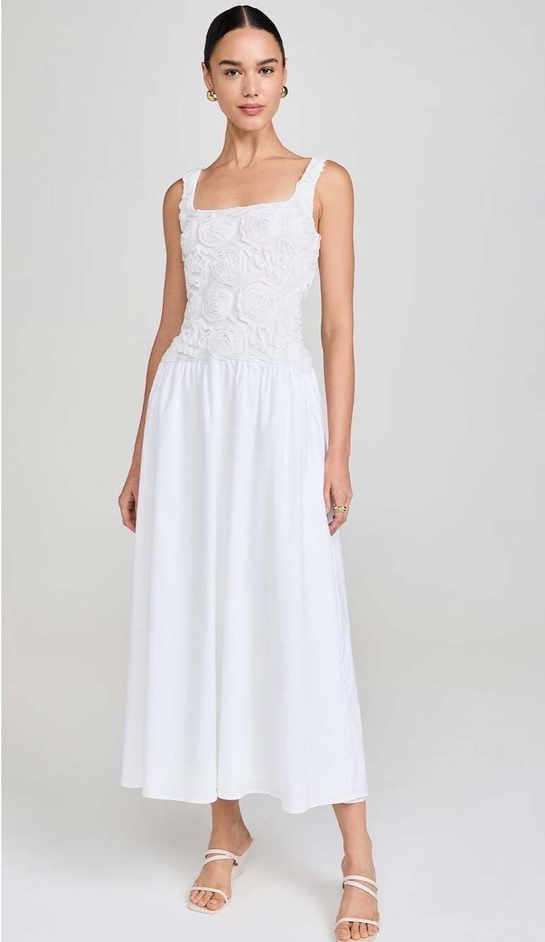 Show Me Your Mumu Bradshaw Maxi Dress in Rosette Mesh All White XL
